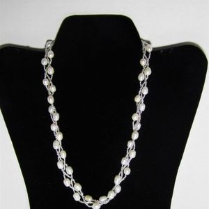 Braided  white  fresh  water  pearl  necklace